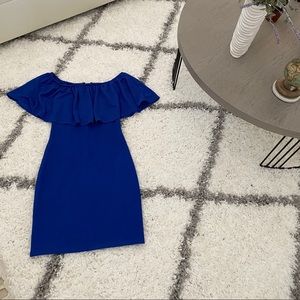 Off shoulder mini dress medium royal blue